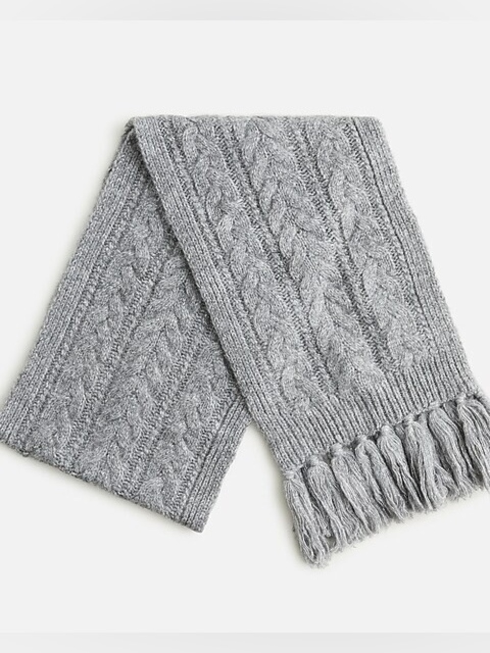 NEW J. CREW Chunky cable-knit scarf with Lurex® Heather Iron Silver NWT